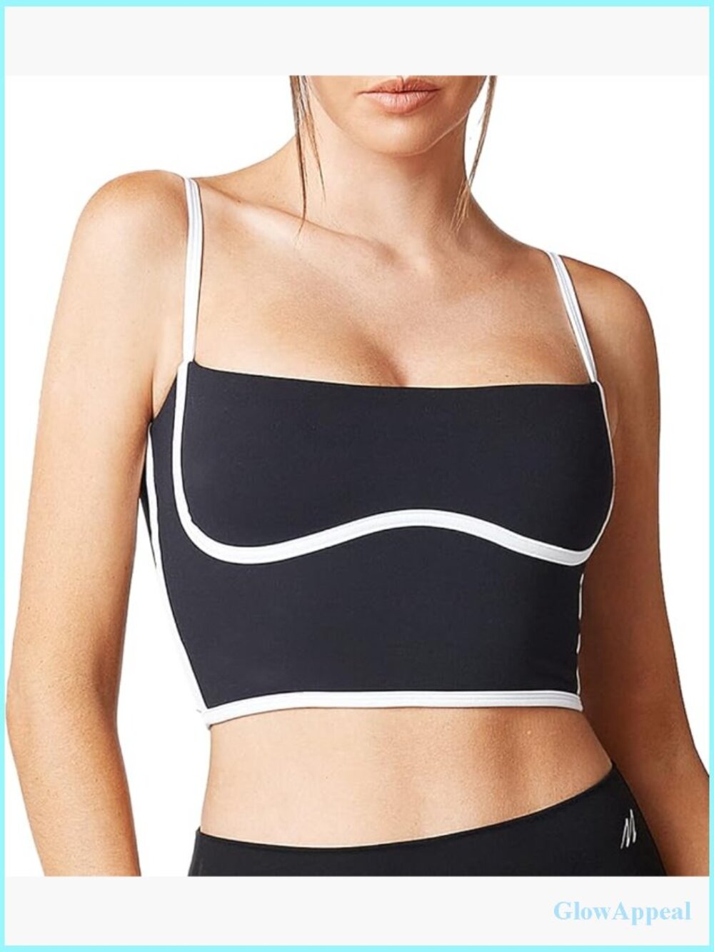 Sleeveless Square Neck Spaghetti Strap Padded Sports Bra Crop Tank